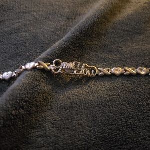Gold over silver i love you bracelet